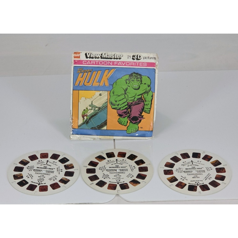 Vintage 1978 GAF View-Master The Incredible Hulk 3-Reel Set J26 Marvel Comics